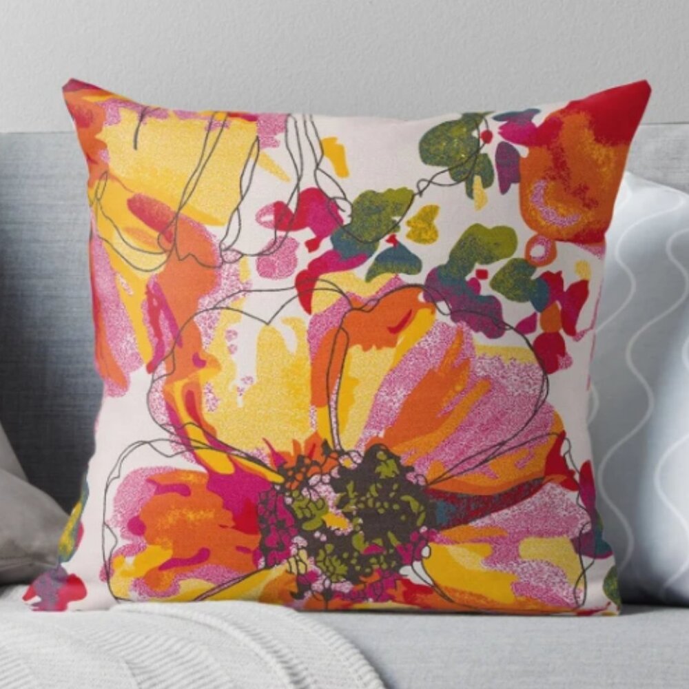 Snycler | NWT 2x Bright Abstract Floral Throw Pillow Covers - 18"x18"
